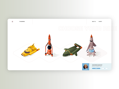 Thunderbirds website design interface isometric thunderbirds tvshow ui vector