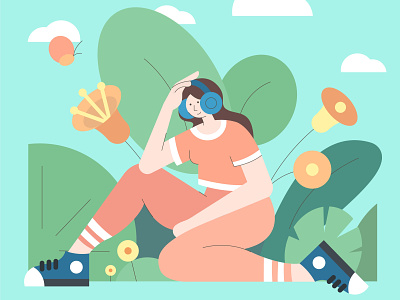Sports girl relx in nature girl illustration nature outdoor sports