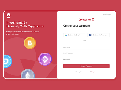 Cryptonion - crypto trading app design illustration ui ux