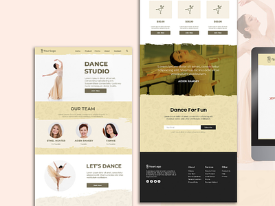 Dance Studio Website Design and Web Development - Free PSD