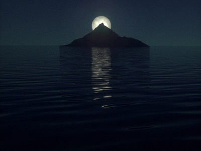 lost Island 3d blue c4d clean infinity island isometric minimal minimalism moon mountain night pure sea sky