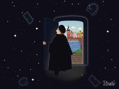 passage between worlds illustration vector