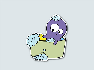 Relax bath cartoon cartoon illustration cute digital art illustration octopus relax sticker