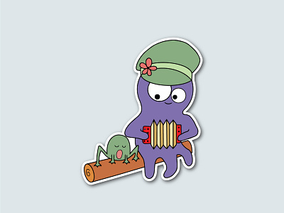 Bayanist cartoon cartoon illustration cute digital art illustration music octopus song sticker village