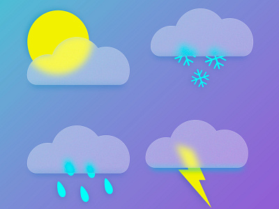 Set weather icons in glassmorphism style cloud computing