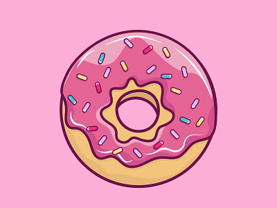 Donut isolated on a pink background. drawing