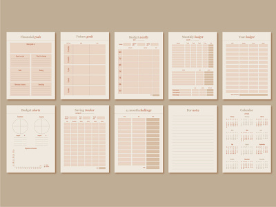 Budget planner with 11 pages to plan your own budget.