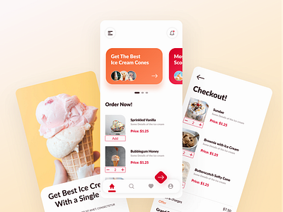 Ice Cream Ordering App Design app app design branding design figma food ice cream mobile app mobile design ui ui design uiux ux ux design xd