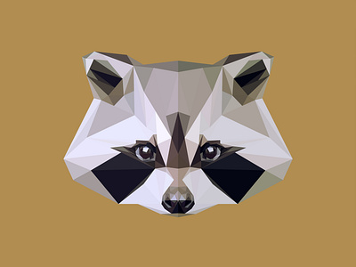Low Poly Raccoon flat head low low poly low poly modern nature pattern picture pilferer poly polygon predator print puzzle raccoon shape silhouette vector wild