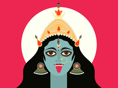 Kali background cartoon culture durga god goddess happy head hindu hinduism illustration india indian kali maa pooja puja religion vector woman
