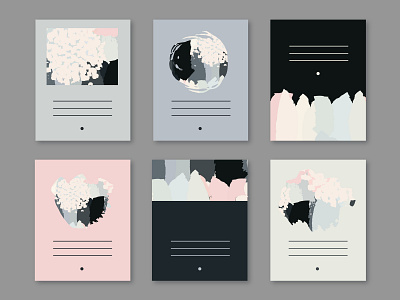 Set of abstract vector art cards in pastel colors.