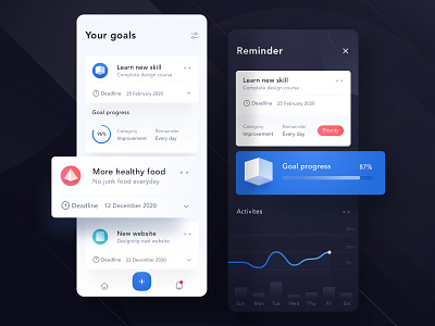 Goals mobile app design ⭐️