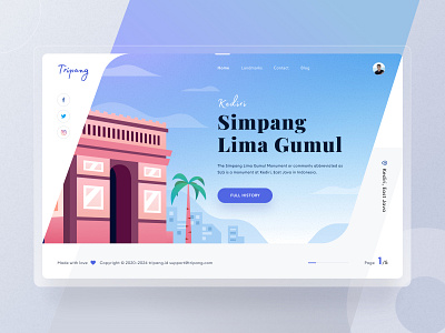 Tripang langing page android app blue chart clean covid dashboard header icon illustration indonesia landing light location mobile modern profile traveling ui website