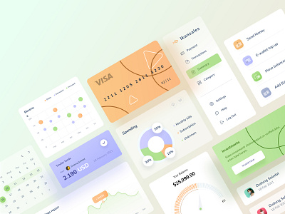 Dashboard UI Kit admin card contact dashboad date desktop finance green illustration income interface interface icons kit landing menu money money management orange purple website