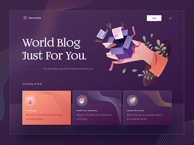 Blog Header Design Exploration 🧬 aesthetic article blog chart dark dashboard desktop hand header illustration information landing page logo orange orely read transparent ui website word