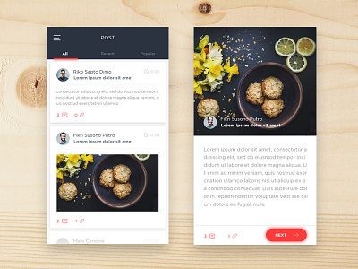 Social Media APP app button clean dark food interface media social ui user ux website