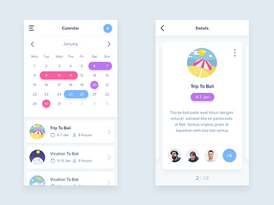 Travel Calendar App by Riko Sapto Dimo on Dribbble