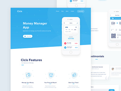 Cicis Website Design android app chart clean dashboard design homepages illustration ios landing light menu mobile plane profile ticket ui wallet web website