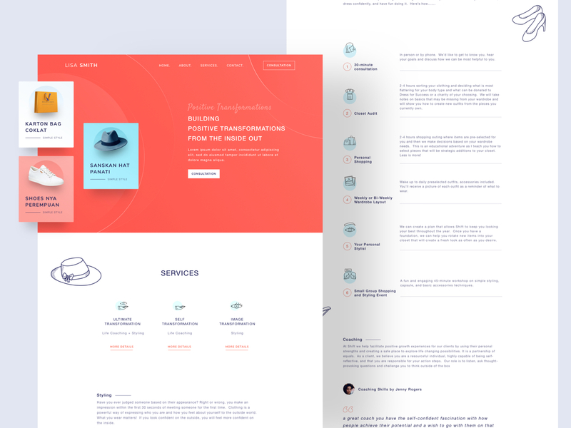 Personal Coaching Website android card clean dashboard fashion icon illustration image ios isometric landing mdoern minimal red sangu service web web design website women