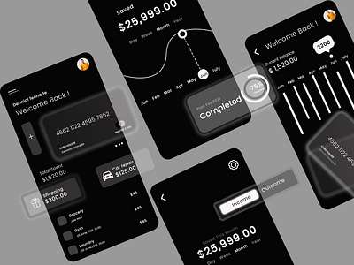 Finance App Dark Theme branding dating app design graphic design illustration logo ui ui ux vector website