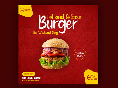 Social Media Post Design banner branding burger banner design food banner graphic design illustration logo ui ux vector website