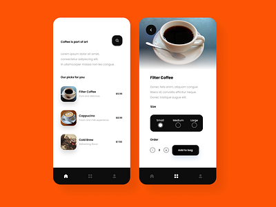 Concept Coffee Store App app design icon minimal typography ui ux