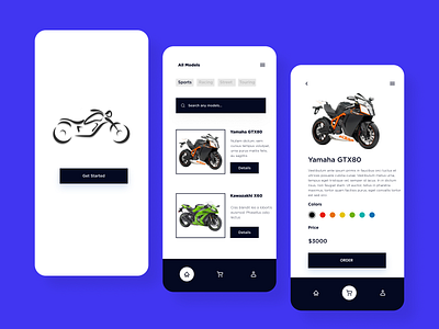 Concept Motorcycle Store App app design icon minimal typography ui