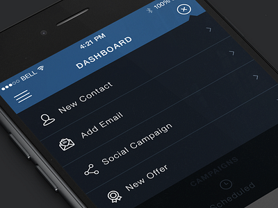 Mobile dropdown menu concept flat glyphs icons ios8 iphone menu mobile mobile app ui ux visual