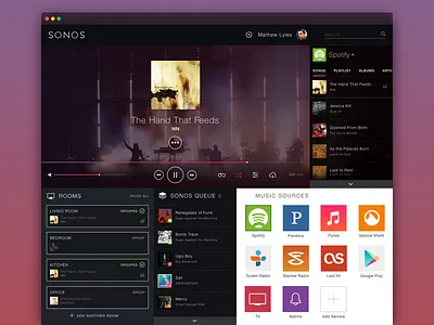 SONOS Desktop App Re-Design application design flat glyphs icons interface mac osx ui ux
