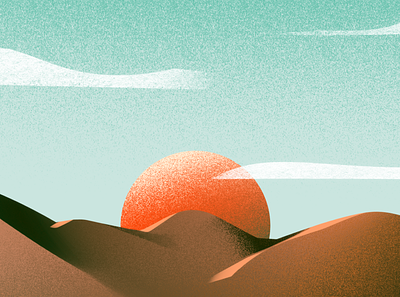 Sunrise desert illustration illustrations illustrator illustrators landscape sun