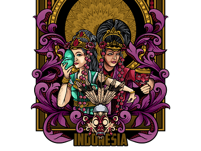 INDONESIAN CULTURE artwork darkart design engraving illustration merchandise vector