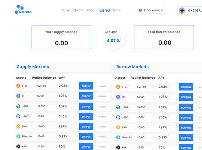 CRYPTO LENDING DAPP app design ui ux web3