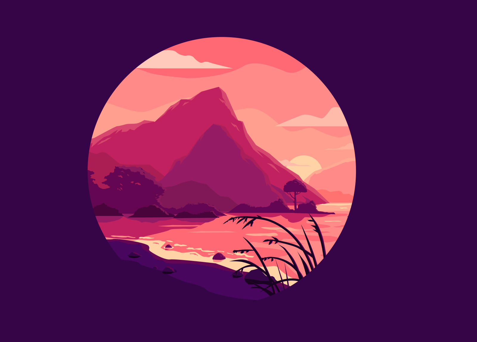 Vector drawing landscape, mountain view by ozant on Dribbble