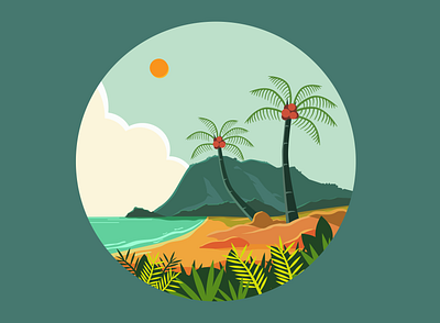 simple landscape beach scene beach cloud coconut design illustration inkscape island landscape mountain nature pariaman tropical vector