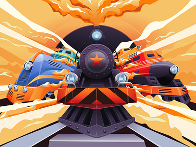 Train and friends classic inkscape old orange smoke steam train vector vintage