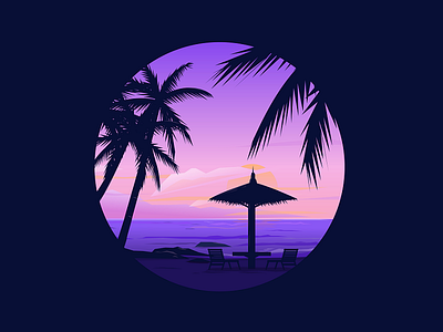 Tropical Beach beach cloud coconut inkscape sky sund sunset tropical violet