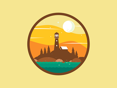 lighthouse island house island lighthouse moon sea yellow