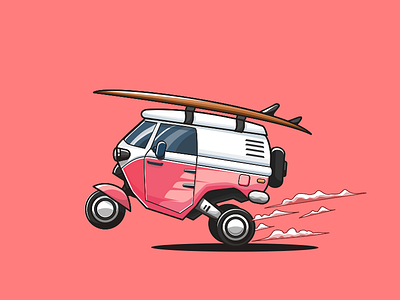 Bajai Combi let's go surfing bajaj car combi mobile summer surfing vector vehicle