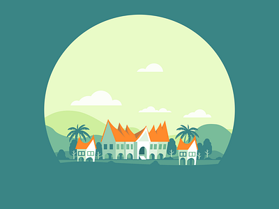 Traditional house of minangkabau rumah gadang cloud design house illustration inkscape landscape mountain