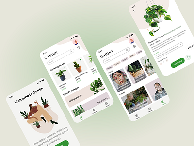 Plant store - Gardin🎋 app design interaction design mobile plant app plant store product design ui uiux ux