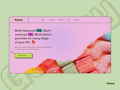 Gummy website hero branding design neubrutalism ui uiux web design