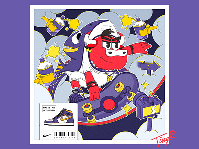 Skater airjordan aj black bull camera cloud cool flat flatdesign illustration laker nike printing purple red shark skateboard sneaker yellow