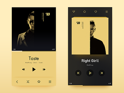 Music Player black cd cover gold icon interface khalilfong music player ui yellow