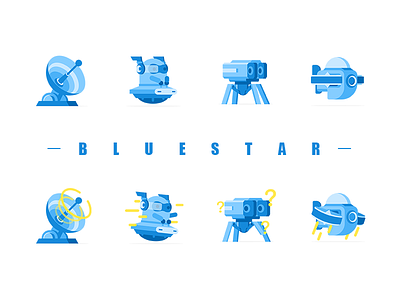 Iconset BLUE STAR alien blue bluestar cube flat icon iconset radar robot science spaceship ui