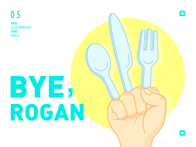 Weekly Illustration Challenge_05 fork green hand illustration knife logan spoon wolverine x men yellow