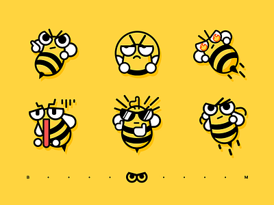 BOOM-Sticker-01 amazed angry bee emoji expression graphic illustrate like speed up sticker yellow