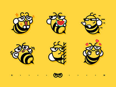 BOOM-Sticker-02 bee design emoji expression funny graphic honeybee logo love lovely sticker yellow