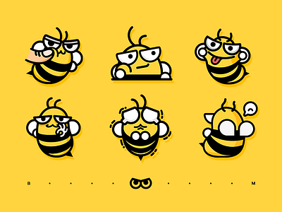 BOOM-Sticker-03 bee design emoji expression funny graphic honeybee logo love lovely sticker yellow