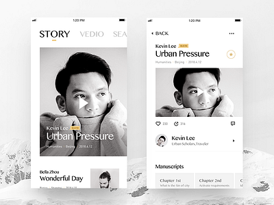 White-Gold app detail gold icon iconset layout magazine tencent ui ux vedio white