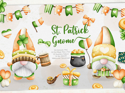 Watercolor Gnome Saint Patrick Day